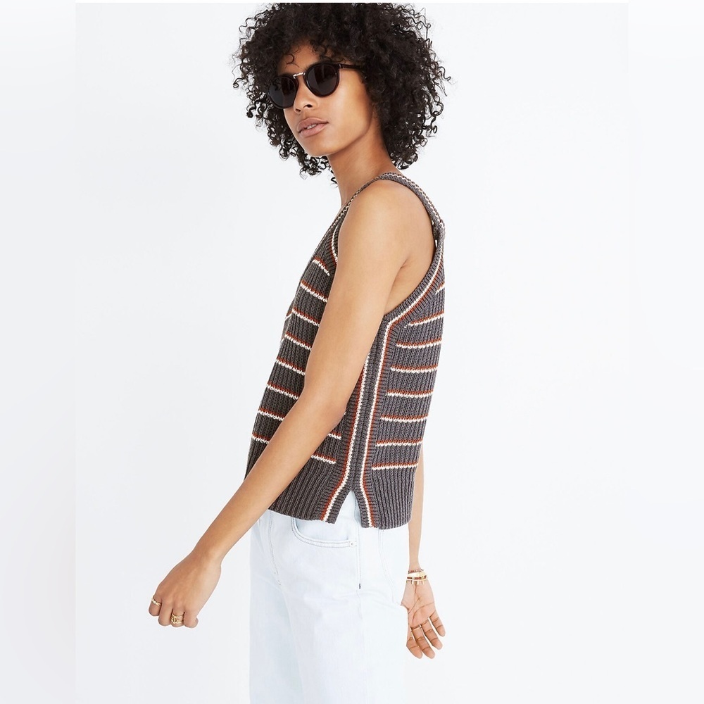 Madewell Gray and Orange V-Neck Sweater - Picture 4 of 16
